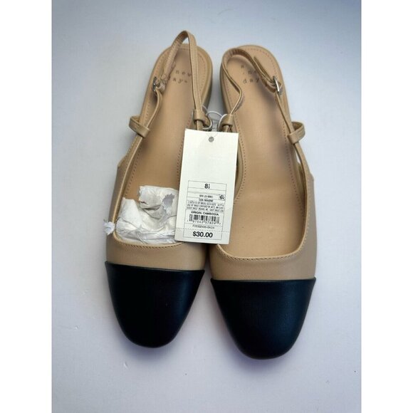 Women's Maxine Slingback Ballet Flats - A New Day Tan Cap Toe Size 8.5 NWT - Picture 5 of 10
